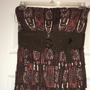 Strapless Paisley top with Corset Belt